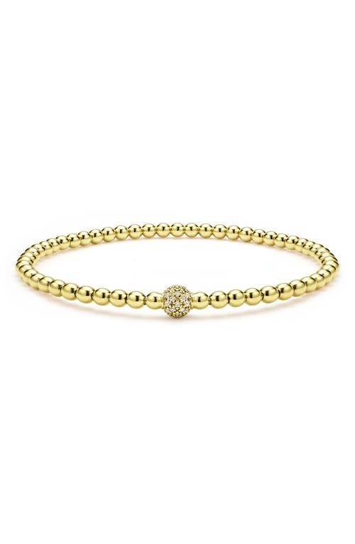 Lagos 18k Yellow Gold Caviar Diamond Pave Ball Stretch Bracelet In Gold