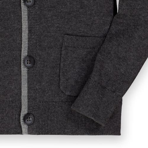 Shop Hope & Henry Boys' Organic Tipped Cardigan With Elbow Patches, Kids In Charcoal Gray Heather