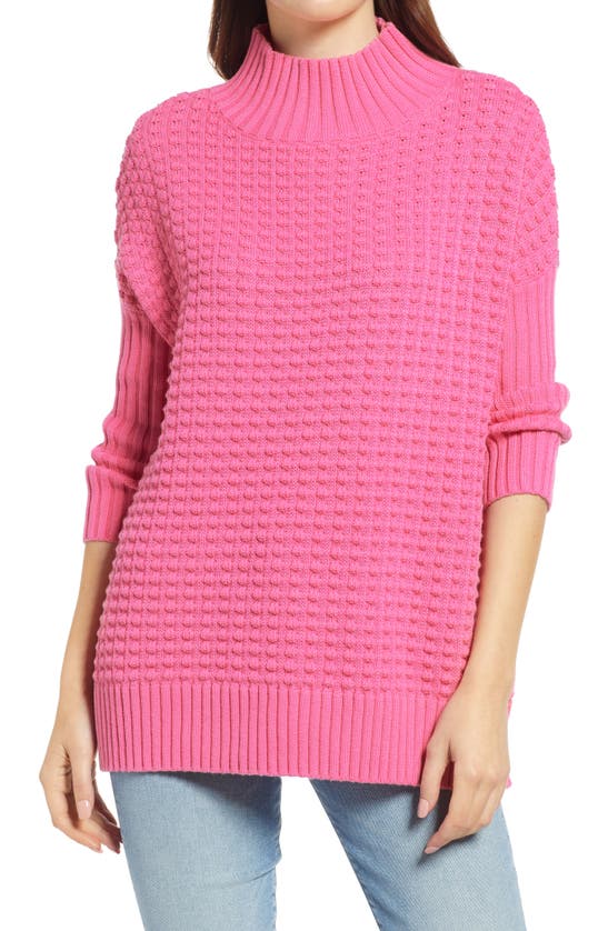 French Connection Mozart Popcorn Cotton Sweater In Aurora Pink