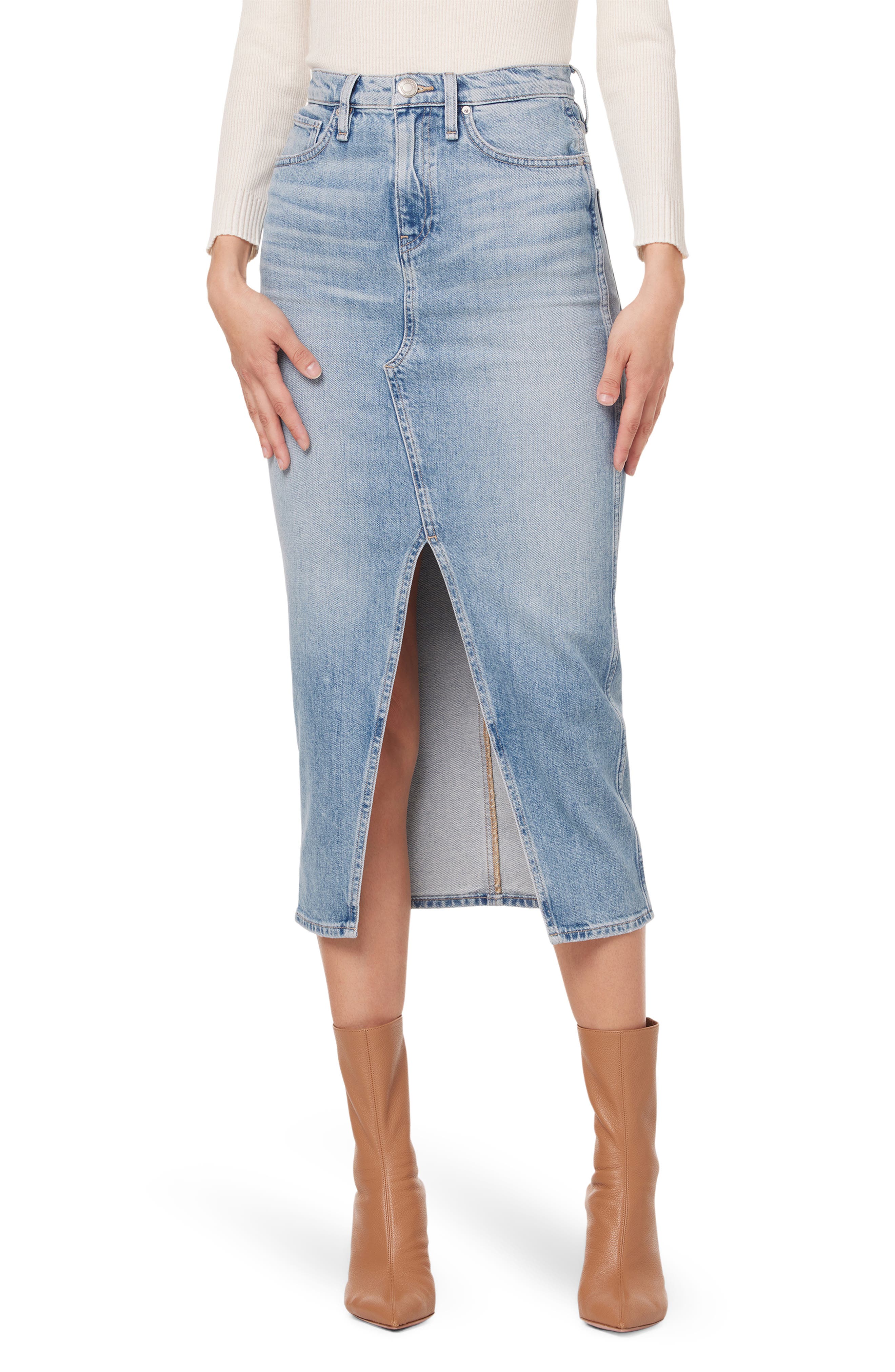 long straight denim skirts