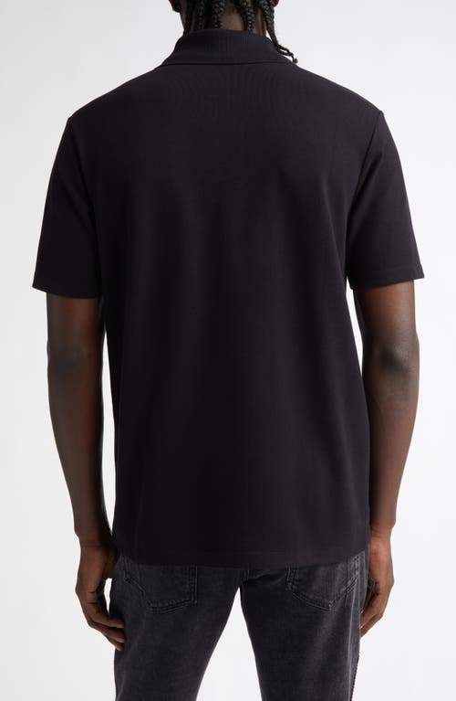 Shop Balmain Logo Embroidered Cotton Piqué Polo In Eah Black/multico