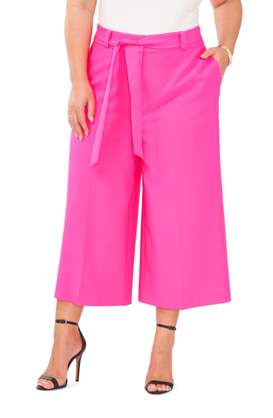Vince Camuto Belted Culotte Pants In Hot Pink