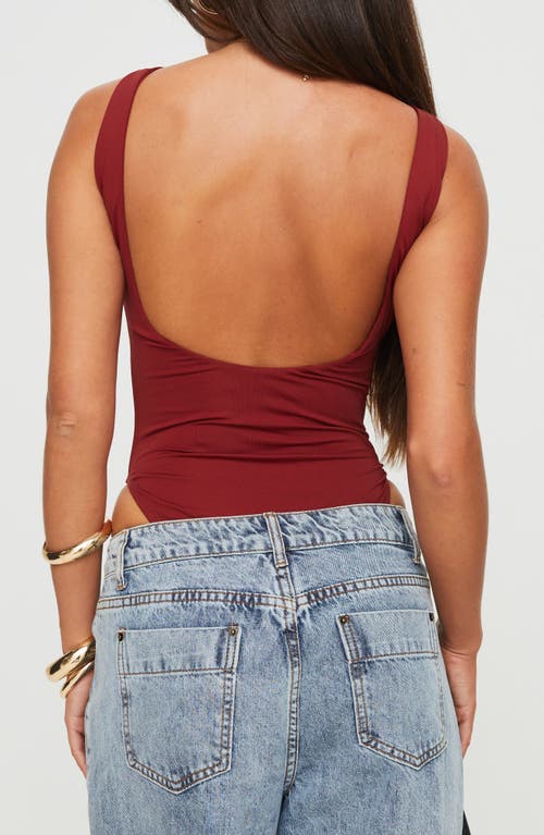 Princess Polly Beresford Scoop Back Bodysuit In Dark Red