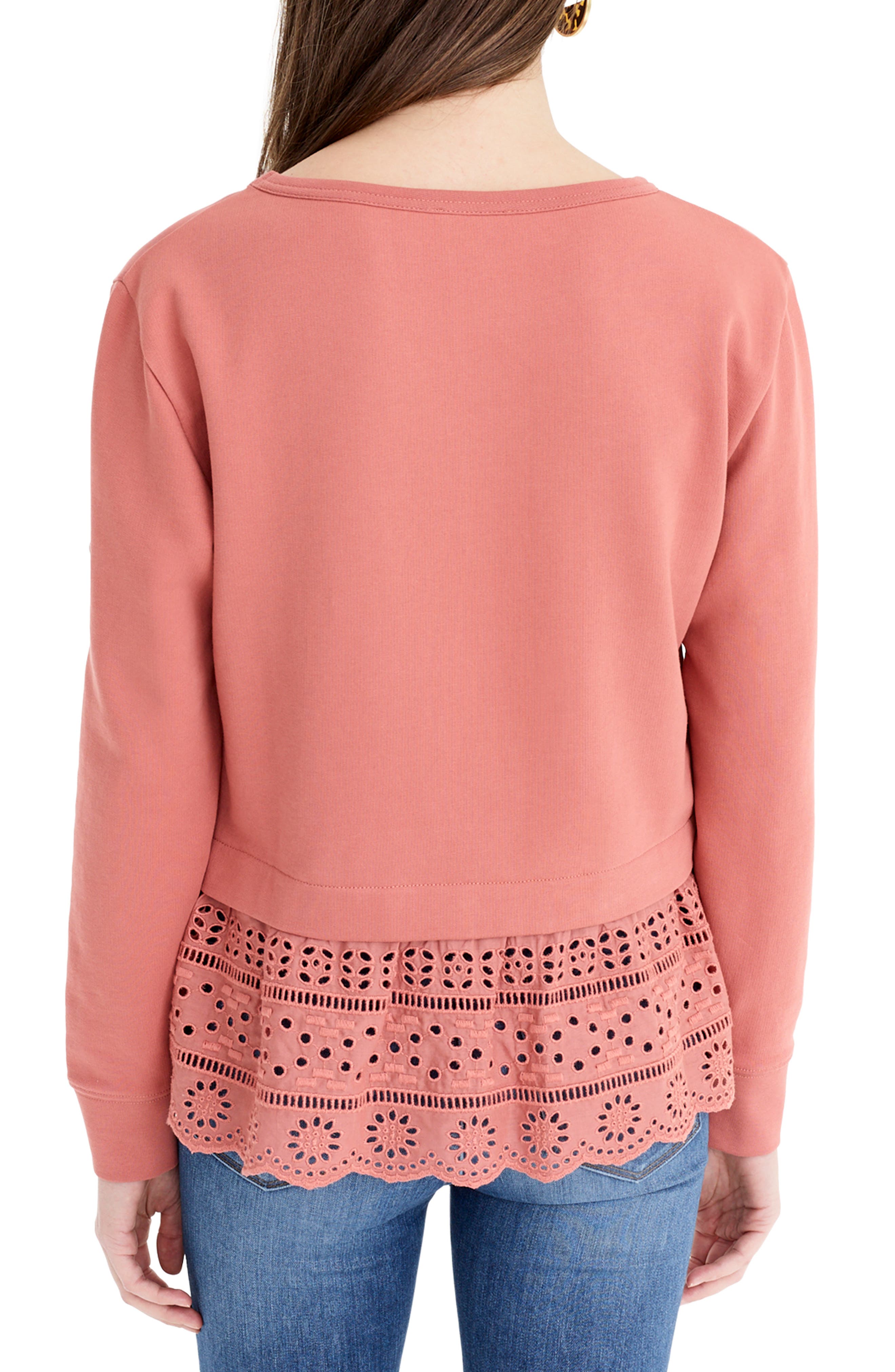 j crew eyelet hem sweatshirt