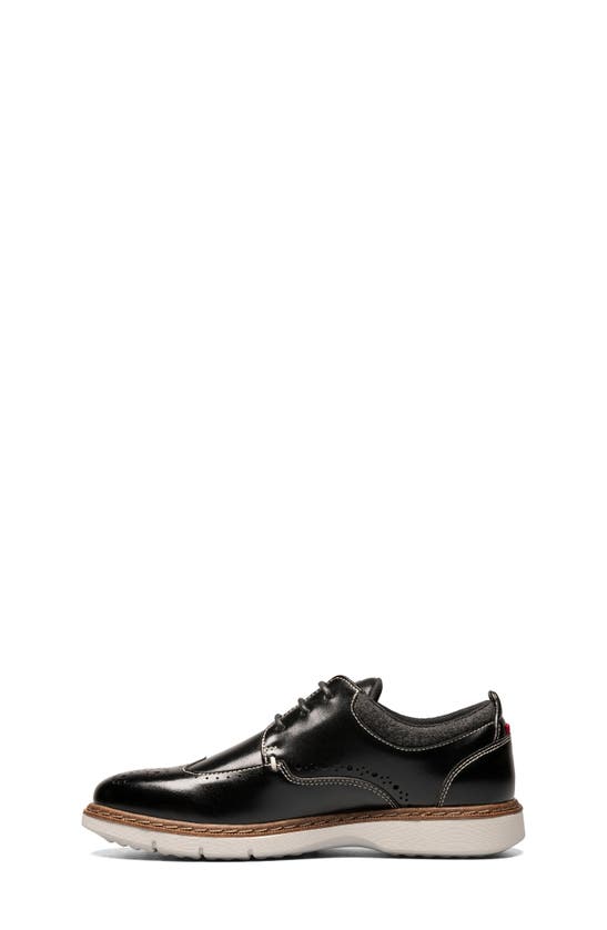 Shop Stacy Adams Kids' Synergy Wingtip Faux Leather Shoe In Black