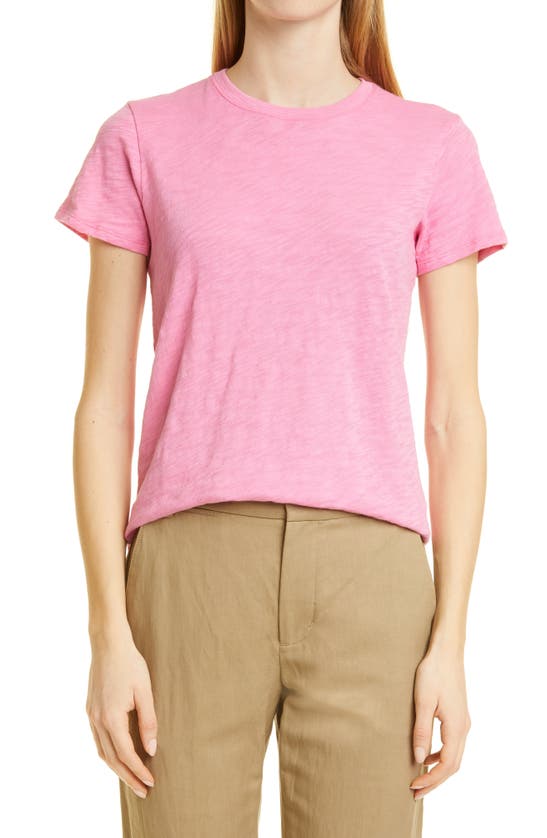 Atm Anthony Thomas Melillo Schoolboy Cotton Crewneck T-shirt In Pink Cosmos