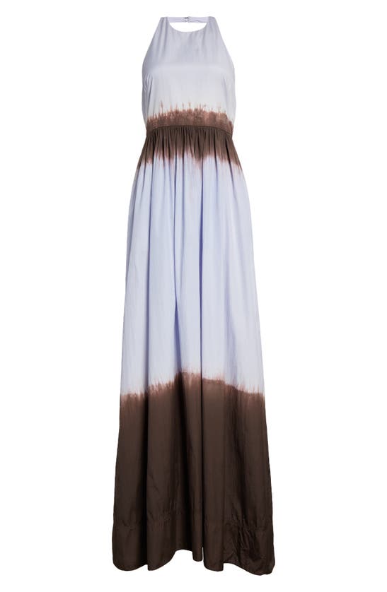 Shop A.l.c Blair Print Halter Maxi Dress In Fudge/ Sky Blue