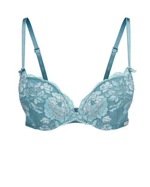 Shop Adore Me Jaya Push Up Plunge Bra In Floral Blue