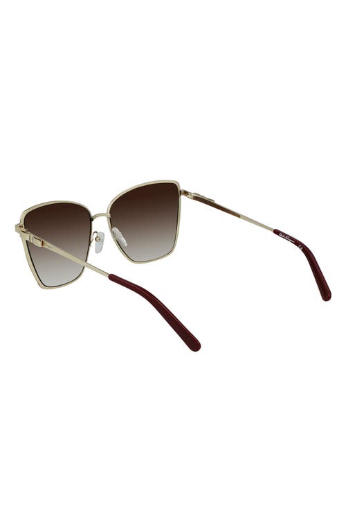 Ferragamo Vara 59mm Rectangular Sunglasses In Gold/burgundy