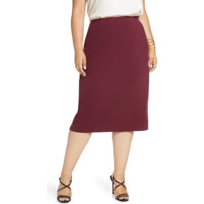 Plus Size Halogen Knit Pencil Skirt, Burgundy