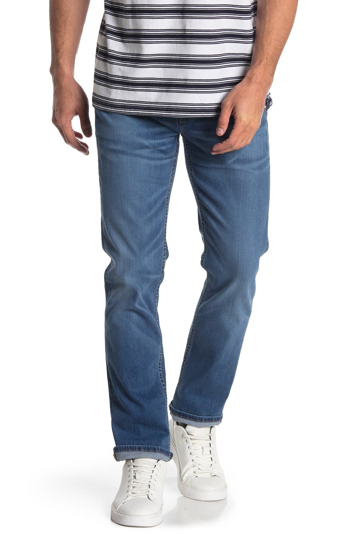 Hudson Byron Slim Straight Jeans In Light/pastel Blue