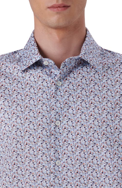 Shop Bugatchi Miles Ooohcotton® Confetti Print Short Sleeve Button-up Shirt In Ice Blue