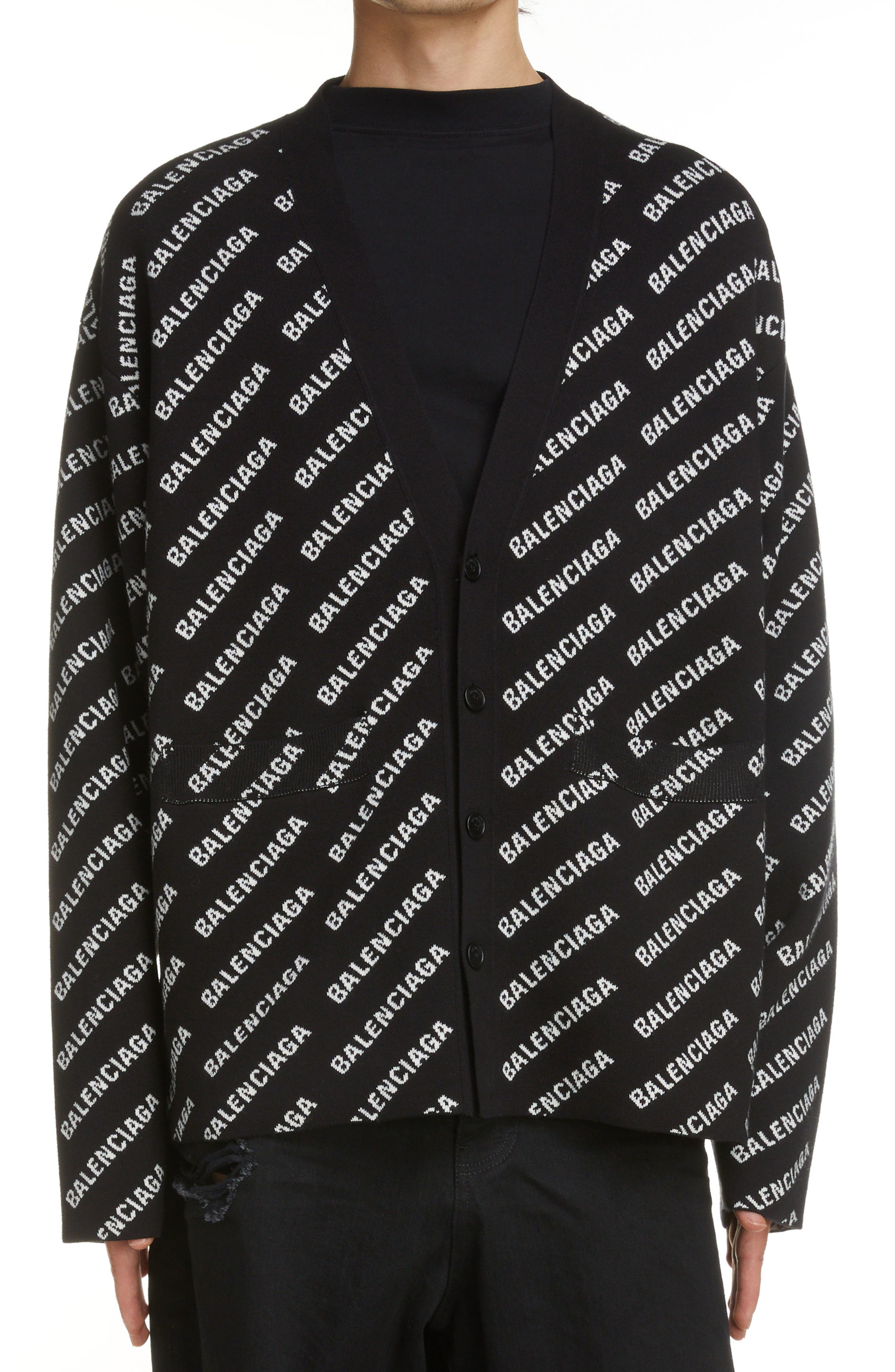 Made in Italy Cardigan black-white allover print business style Fashion Jackets Cardigans 