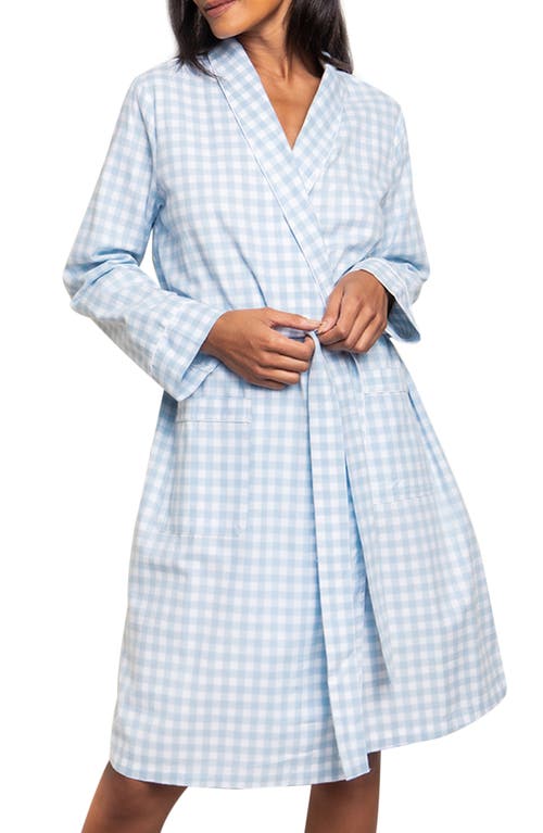 Petite Plume Gingham Check Cotton Robe Blue at Nordstrom,