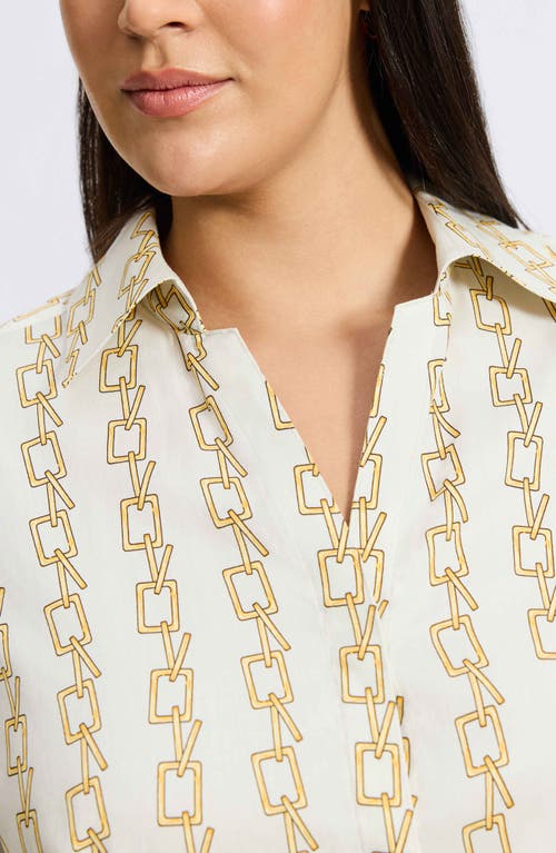 FOXCROFT FOXCROFT TAYLOR CHAIN STRIPE COTTON BUTTON-UP SHIRT