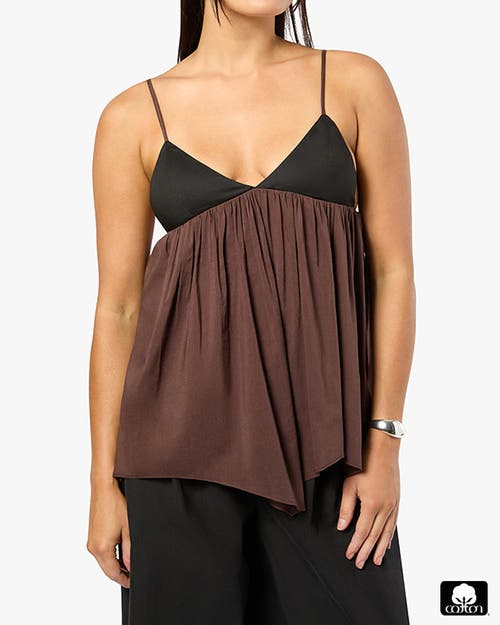 Weworewhat Flowy Triangle Cami Top In Black/brown