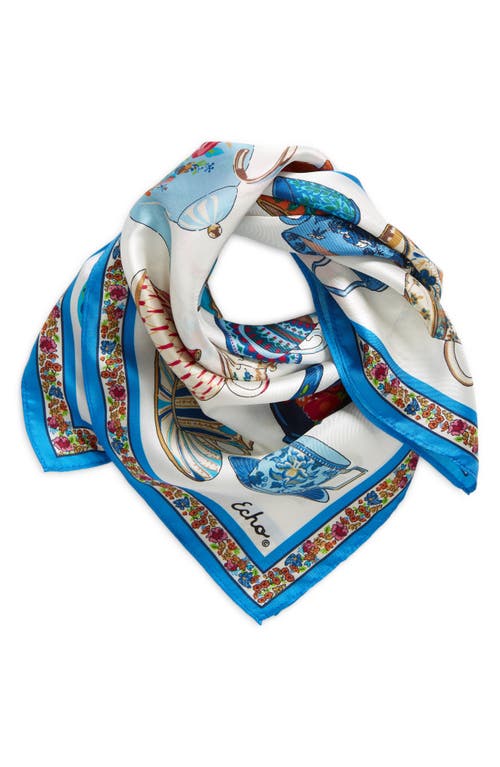 Shop Echo Tea Time Silk Bandanda In Mystic Blue