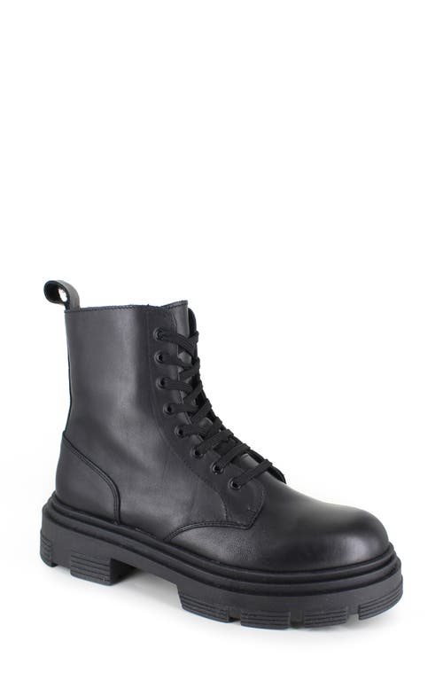 Ziginy Brunella Water Resistant Platform Combat Boot In Black