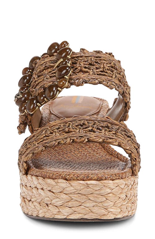 Sam Edelman Cadance Double Strap Raffia Wedge Platform Sandals In Cuoio