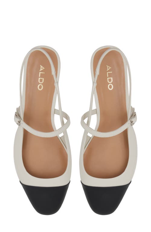 Shop Aldo Sadey Slingback Mary Jane Cap Toe Flat In White/black