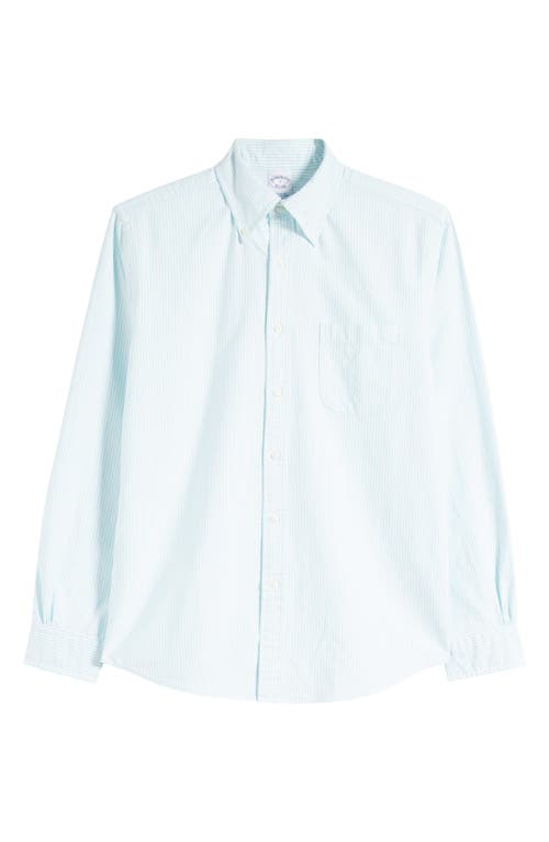 Brooks Brothers Regular Fit Stripe Oxford Button-Down Shirt Turquoise at Nordstrom,