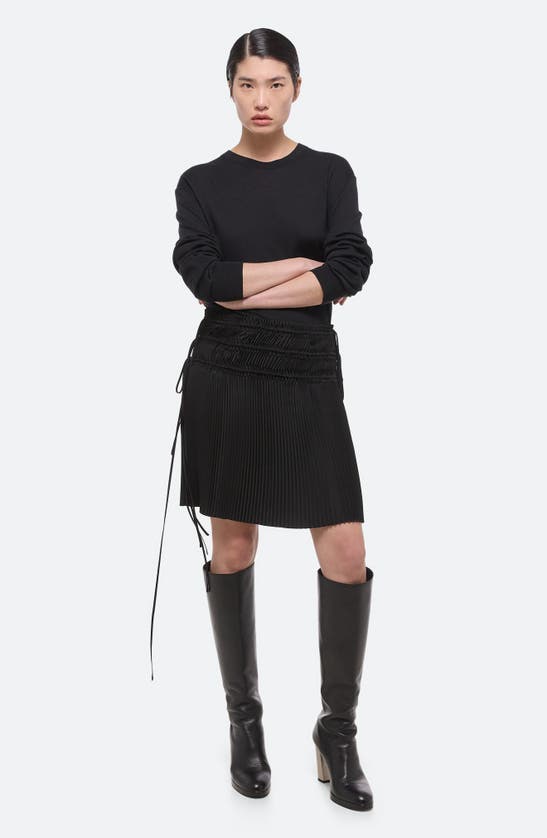 Shop Helmut Lang Pleated Drawstring Waist Skirt In Black