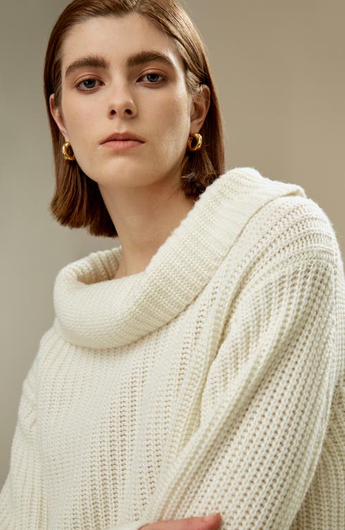 Lilysilk Wide Cowl Neck Sweater For Women In White