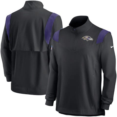 Men's Nike Black Baltimore Ravens Sideline Coach Short Sleeve Hoodie  Quarter-Zip Jacket