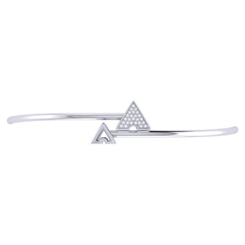 Luvmyjewelry Skyscraper Triangle Roof Sterling Silver Diamond Bangle In Silver