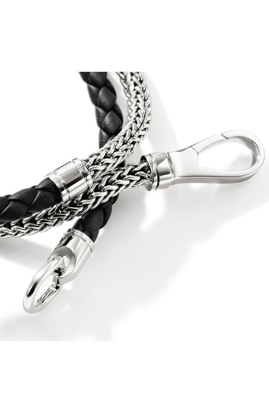 John Hardy Sterling Silver And Leather Wrap Bracelet In Silver/black