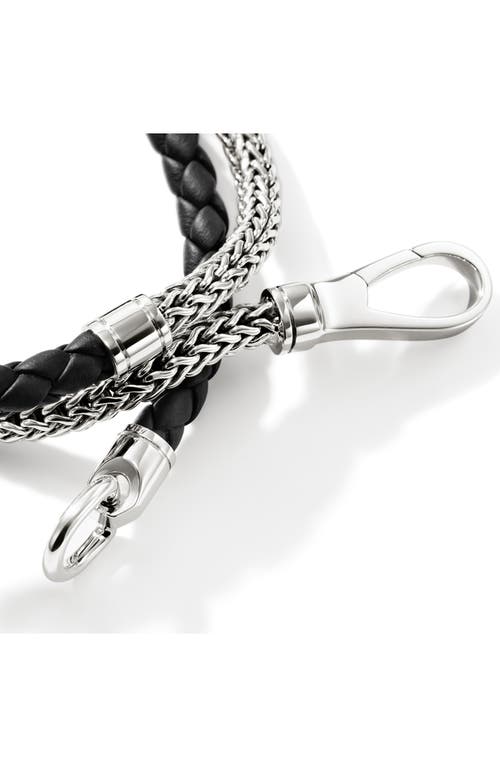 John Hardy Sterling Silver And Leather Wrap Bracelet In Silver