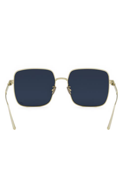 Shop Dior Cannage S1u 59mm Square Sunglasses In Gold/solid Blue Lenses