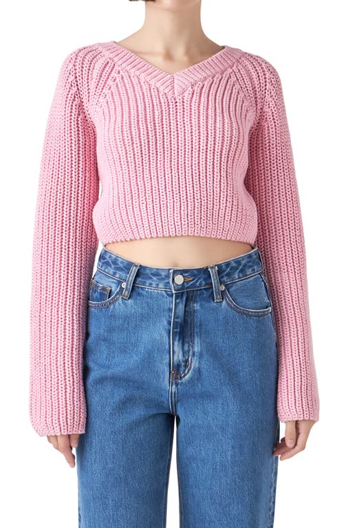 Shop English Factory V-neck Crop Sweater In Pink