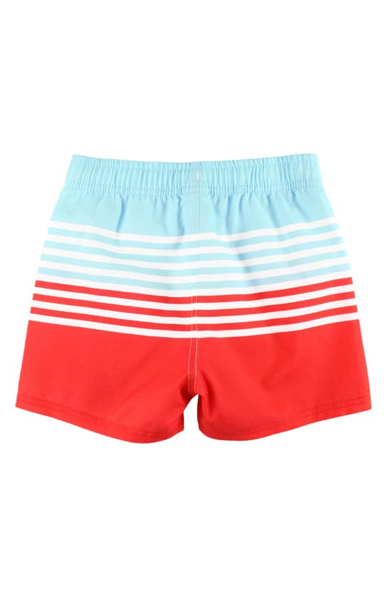Shop Ruggedbutts Kids' From Sea To Shining Sea Stripe Swim Trunks In Red
