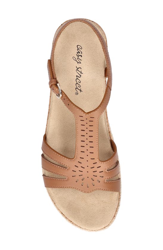 Easy Street Dorinda Womens Faux Leather Comfort Wedge Sandals In Tan