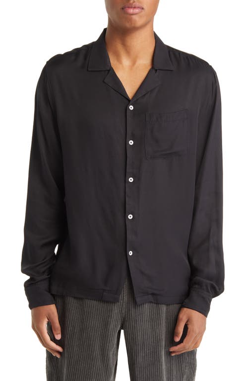 Elwood Rayon Button-Up Shirt in Black