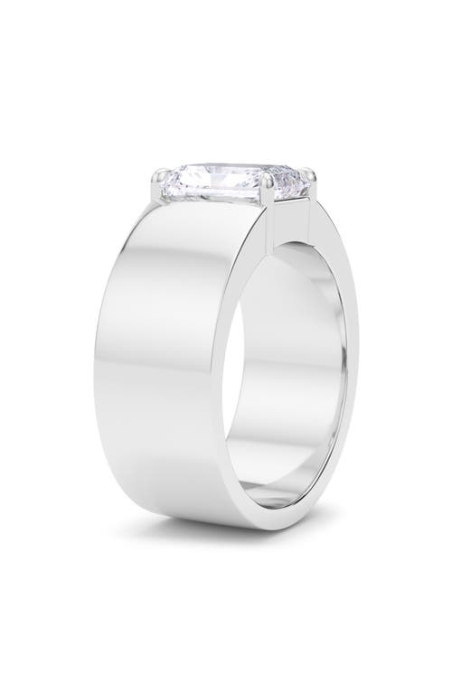 Hautecarat Radiant Cut Cigar Lab Created Diamond Ring In 2.00ctw 18k White Gold