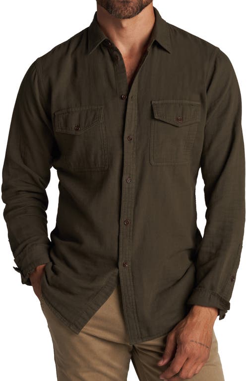 Rowan Leeds Double Weave Button-up Shirt In Olive