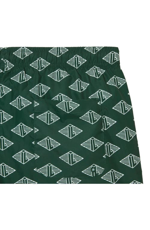 Shop Lacoste Uni Swim Trunks In Yrr Green/flour