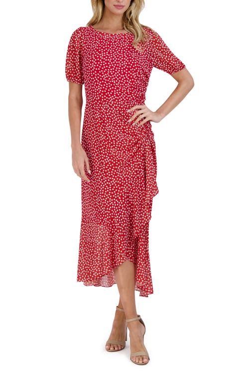 Julia Jordan Ruffle Trim Maxi Dress In Red/white