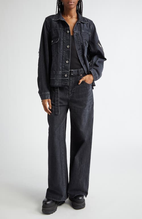 Sacai Padded-pocket Denim Jacket In Black 001