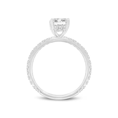 Luvmyjewelry Regalia 14k White Gold Emerald Cut Lab Grown Diamond Hidden Halo Engagement Ring In 14k White Gold