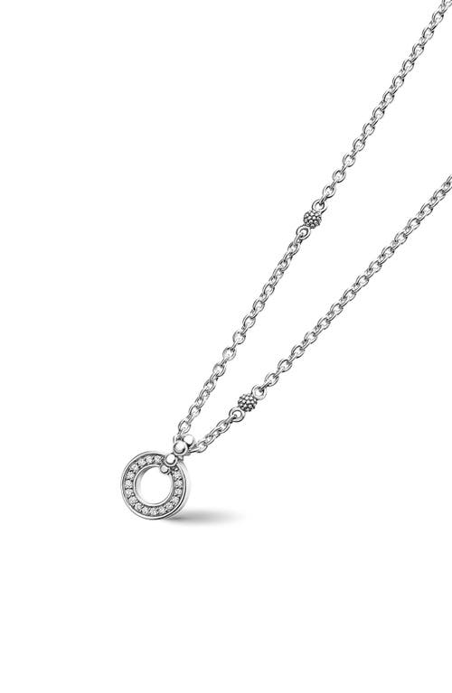 Shop Lagos Caviar Spark Diamond Open Circle Pendant Necklace In Diamond/silver