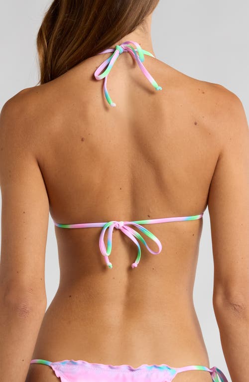 Kulani Kinis Lettuce Trim Halter Bikini Top In Candy Clouds