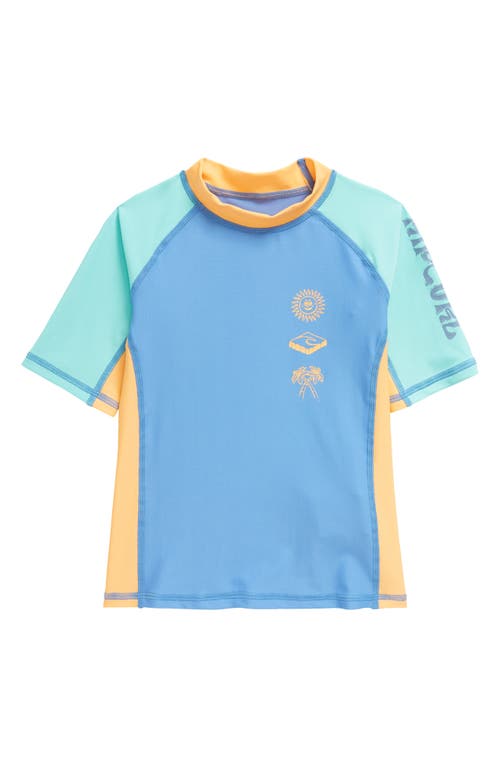 Rip Curl Kids' Mystic Waves Short Sleeve Rashguard Blue Yonder at Nordstrom,