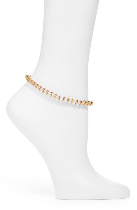 Shop Open Edit Bead & Disc Anklet In Clear- Gold