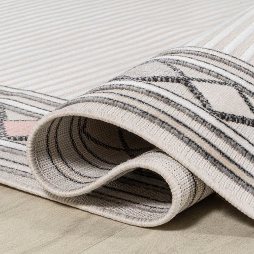 Jonathan Y Sebastian High-low Modern Diamond Border Indoor/outdoor Area Rug In Ivory/beige