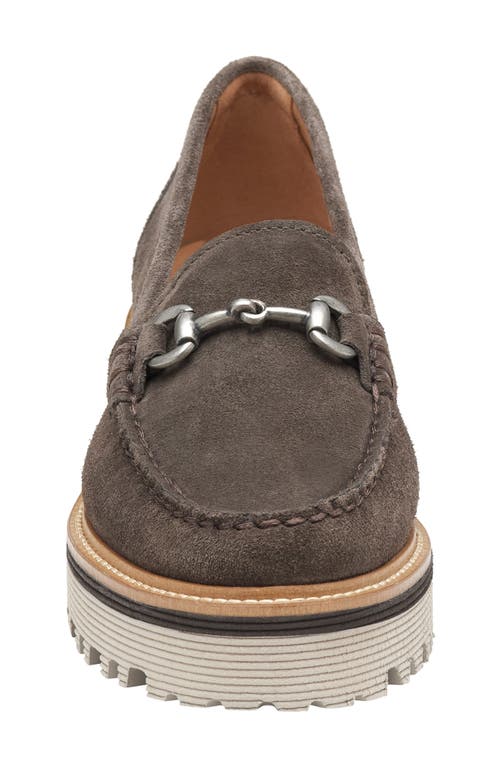 Shop Johnston & Murphy Emmalynn Lug Sole Bit Loafer In Dark Gray Suede