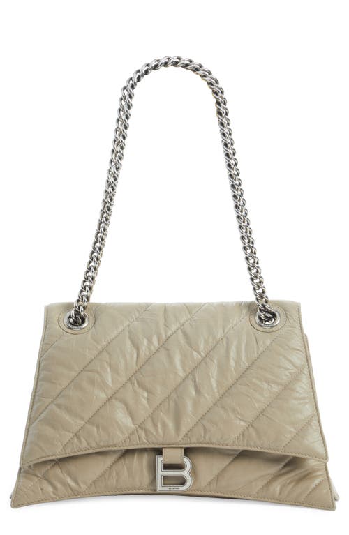 Balenciaga Medium Crush Chain Strap Quilted Leather Shoulder Bag in Taupe at Nordstrom