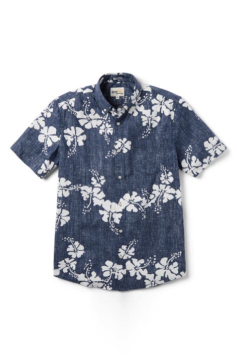 50th State Flower Tailored Fit Short Sleeve Button-Down Shirt
